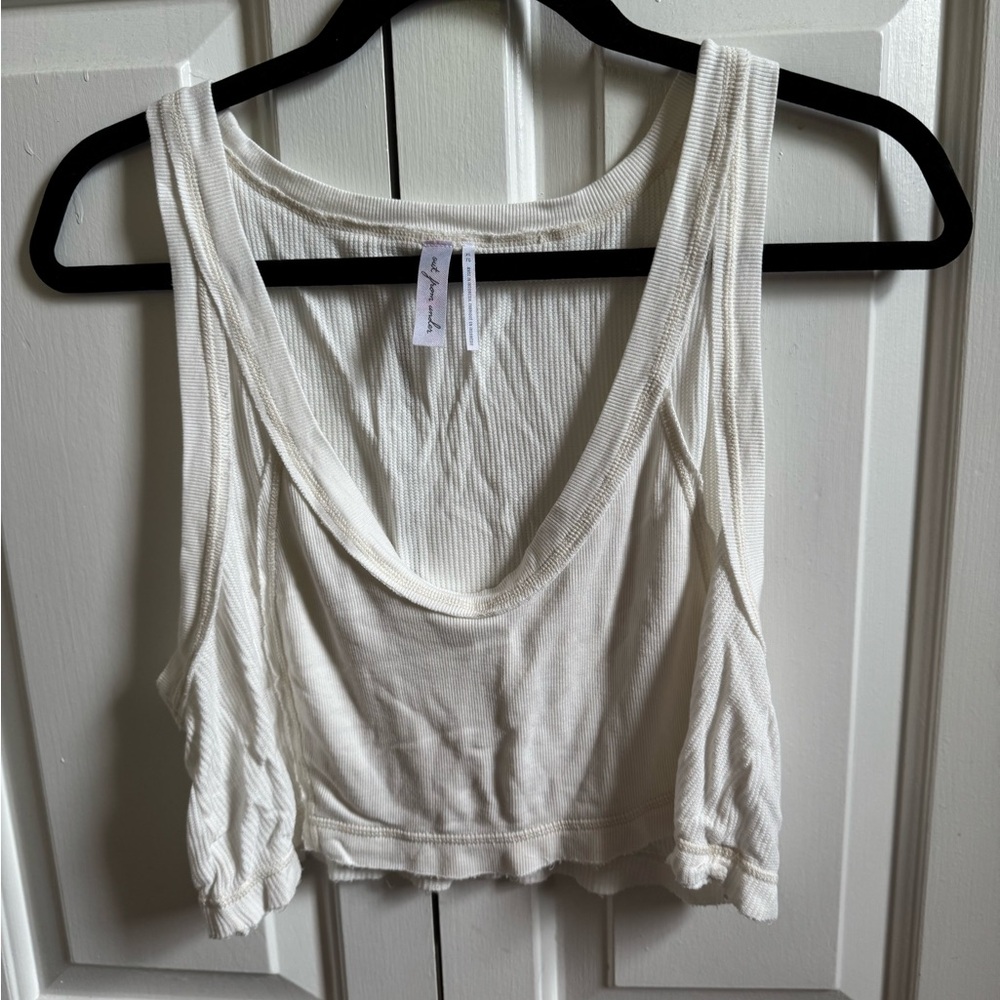 Urban Outfitters Cream Cropped Tank Top